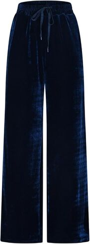 Sinzelimin Womens Sweatpants Dressy Casual Pants Fashion Solid Color Velvet Soft Comfy Loose Comfy Wide Leg Trouser in Saudi Arabia