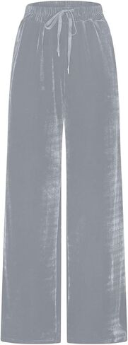 Sinzelimin Womens Sweatpants Dressy Casual Pants Fashion Solid Color Velvet Soft Comfy Loose Comfy Wide Leg Trouser in Saudi Arabia