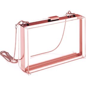 Clear Purse Crossbody Bag Acrylic Clutch for Women, Stadium Approved - Crossbody/Handbag Gift Box Purse Included. SMALL. GOLD in Saudi Arabia