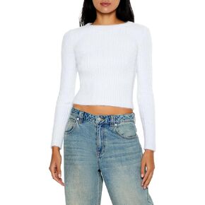 Forever 21 Womens Ribbed Fuzzy Knit Sweater in Saudi Arabia