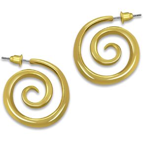 Spiral Swirl Hoop Earrings for Women - 24K Gold Plated Stainless Steel Hypoallergenic Twisted Design in Saudi Arabia