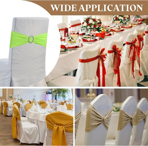 uxcell 10Pcs Chair Sashes Chair Bow, 350x130mm Polyester Stretch Band with Buckle Slider for Banquet Party Wedding Party Events (Dark Coffee) in Saudi Arabia