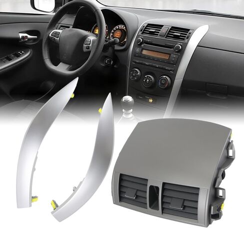 Center Dash A/C Outlet Vent Panel And Strip Trim Compatible with Toyota Corolla 2008-2013 Replaces 55670-02160 55663-02060 55435-02220 55436-02180 in Saudi Arabia