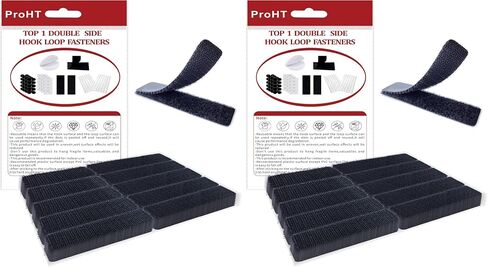 ProHT Hook and Loop Strips with Adhesive 2x6 Inch 10 Pairs Industrial Strength Sticky Back Straps for Couch Cushions,Pedal Board.Heavy Duty Home Classroom and Office Project Use,Black (P00001) in Saudi Arabia