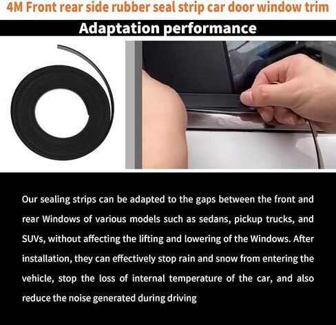 4M Front Rear Side Rubber Seal Strip Car Door Window Trim Self Compatible with Adhesive Weatherstrip Rubber Seal Protector Guard Strip in Saudi Arabia