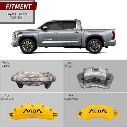 أغطية فرجار AOOA باللون الأخضر مع شخصيات سوداء أغطية فرجار الفرامل المصنوعة من الألومنيوم مناسبة لسيارة Toyota Tundra 2022-2025 (الأمامي والخلفي) in Kuwait