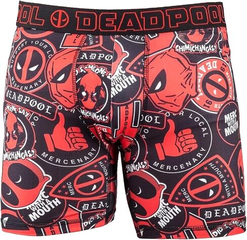 Marvel Comics Men's Deadpool Sticker Merc with a Mouth No-Fly Boxer Briefs in Saudi Arabia