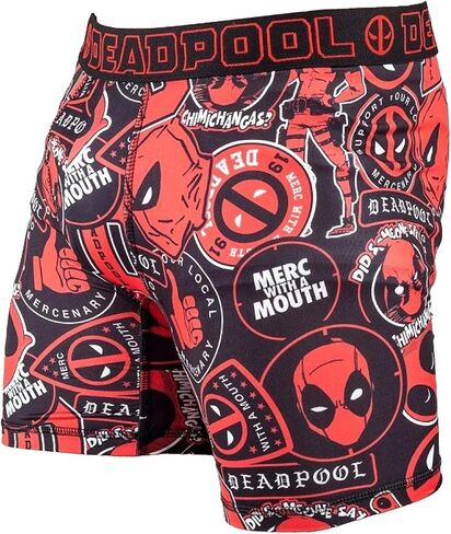 Marvel Comics Men's Deadpool Sticker Merc with a Mouth No-Fly Boxer Briefs in Saudi Arabia