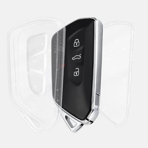 متوافق مع غطاء VW Volkswagen Key Fob، غطاء حافظة مفاتيح لسيارة VW ID.4 ID.3 Golf 8 MK8 MK4 Skoda Octavia Seat Leon Smart ملحقات السيارة للتحكم عن بعد، أرجواني شفاف in Saudi Arabia