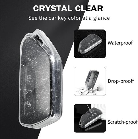 متوافق مع غطاء VW Volkswagen Key Fob، غطاء حافظة مفاتيح لسيارة VW ID.4 ID.3 Golf 8 MK8 MK4 Skoda Octavia Seat Leon Smart ملحقات السيارة للتحكم عن بعد، أرجواني شفاف in Saudi Arabia