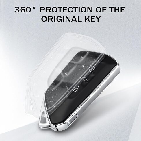 متوافق مع غطاء VW Volkswagen Key Fob، غطاء حافظة مفاتيح لسيارة VW ID.4 ID.3 Golf 8 MK8 MK4 Skoda Octavia Seat Leon Smart ملحقات السيارة للتحكم عن بعد، أرجواني شفاف in Saudi Arabia