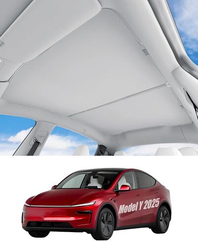 2025 Model Y Sunshade Roof Sunroof Shade Windshield Sunshade, 2pcs Foldable Sunroof Shade Heat Insulation Cover Compatible with Tesla Model Y Juniper (2025 Model y roof Sunshade) in Saudi Arabia