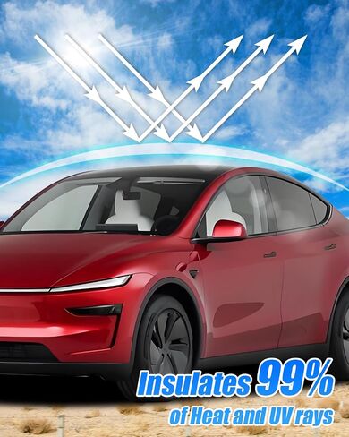 2025 Model Y Sunshade Roof Sunroof Shade Windshield Sunshade, 2pcs Foldable Sunroof Shade Heat Insulation Cover Compatible with Tesla Model Y Juniper (2025 Model y roof Sunshade) in Saudi Arabia