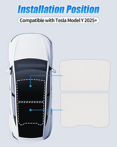 2025 Model Y Sunshade Roof Sunroof Shade Windshield Sunshade, 2pcs Foldable Sunroof Shade Heat Insulation Cover Compatible with Tesla Model Y Juniper (2025 Model y roof Sunshade) in Saudi Arabia