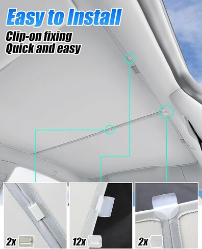 2025 Model Y Sunshade Roof Sunroof Shade Windshield Sunshade, 2pcs Foldable Sunroof Shade Heat Insulation Cover Compatible with Tesla Model Y Juniper (2025 Model y roof Sunshade) in Saudi Arabia