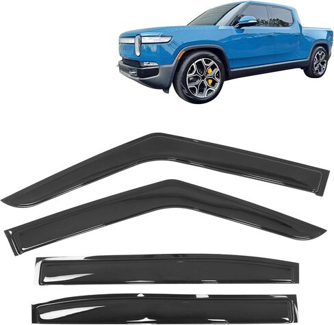 FREEMOTOR802® Tape-on Side Window Visors Wind Deflectors Rain Sun Guards Vent Visors, Compatible with 2022-2025 Rivian R1T, Smoke/Tinted Acrylic 4PCS in Saudi Arabia