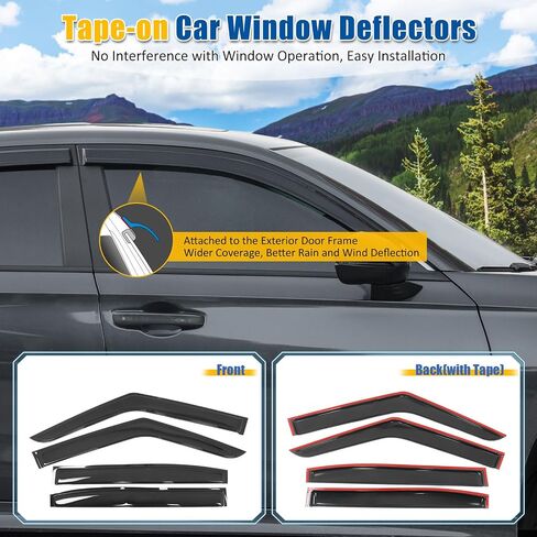 FREEMOTOR802® Tape-on Side Window Visors Wind Deflectors Rain Sun Guards Vent Visors, Compatible with 2022-2025 Rivian R1T, Smoke/Tinted Acrylic 4PCS in Saudi Arabia
