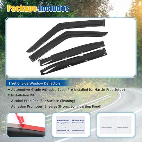 FREEMOTOR802® Tape-on Side Window Visors Wind Deflectors Rain Sun Guards Vent Visors, Compatible with 2022-2025 Rivian R1T, Smoke/Tinted Acrylic 4PCS in Saudi Arabia