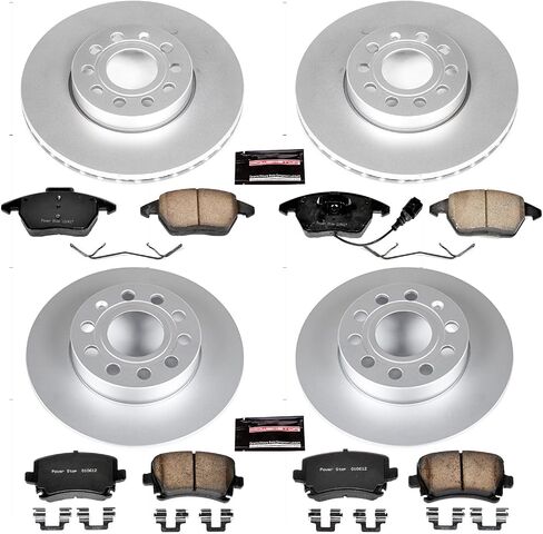 PowerStop Brake Kit For Jetta 2005-2010, Rabbit 2006-2009 [Model Specific] - Autospecialty Front and Rear OE Disc Rotors & Ceramic Brake Pads Replacement, KOE4068 in Saudi Arabia