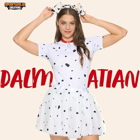 مجموعة إكسسوارات أزياء الهالوين القطة السوداء والثعلب الدلماسي من Spooktacular Creations مع عصابة رأس للأذنين وذيل ربطة عنق على شكل فيونكة in Saudi Arabia