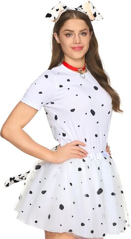 مجموعة إكسسوارات أزياء الهالوين القطة السوداء والثعلب الدلماسي من Spooktacular Creations مع عصابة رأس للأذنين وذيل ربطة عنق على شكل فيونكة in Saudi Arabia