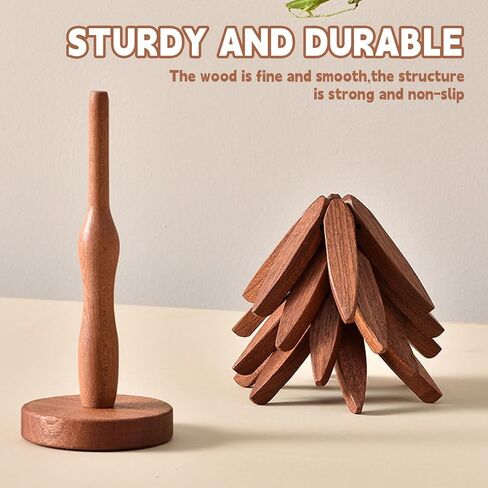 Wooden Cup Coaster Set，Tree Shape Trivet Set,Tree Coasters- 4 Wooden Trivets + 1 Stand stored for hot Dish/Pot/Bowl/teapot/hot Pot Set (Brown) in Saudi Arabia