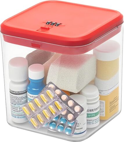 Clear Medicine Lock Box with code, Small Food Snack Phone medication Lock Boxes for Personal Items Combination Electronics Organizer,Phone Jail,Gaming Device Lockable Boxes in Saudi Arabia