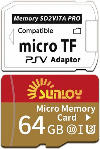 SD2VITA 6.0 PS VITA محول بطاقة الذاكرة مع بطاقة MICRO 64GB MICRO ، MicroSDXC UHS-I بطاقة ذاكرة فلاش مع محول بطاقة PSV Micro SD لـ PSV 1000/2000 PSTV FW 3.60 HENKAKU ENSO SYSTEM in Kuwait