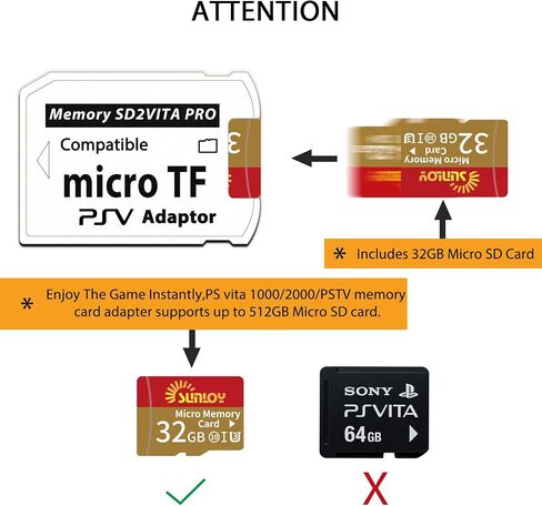 SD2VITA 6.0 PS VITA محول بطاقة الذاكرة مع بطاقة MICRO 64GB MICRO ، MicroSDXC UHS-I بطاقة ذاكرة فلاش مع محول بطاقة PSV Micro SD لـ PSV 1000/2000 PSTV FW 3.60 HENKAKU ENSO SYSTEM in Kuwait