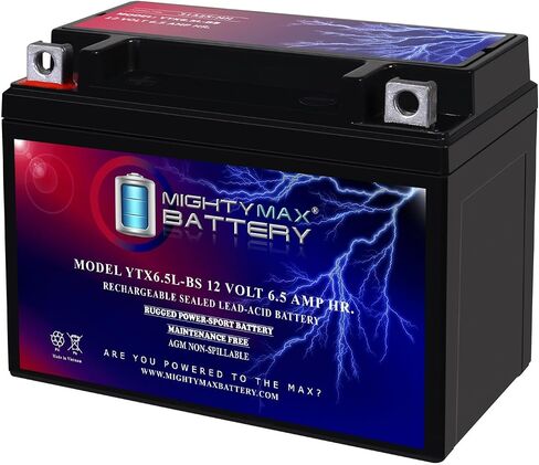 بطارية مايتي ماكس YTX6.5L-BS 12V 6.5AH بطارية بديلة متوافقة مع الدراجات النارية والسكوتر in Saudi Arabia