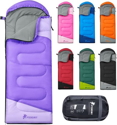 PTEROMY Sleeping Bags for Adults, Lightweight and Machine Washable, Water Resistant Backpacking Camping Sleeping Bag for Warm Cold Weather, Camping Essentials for Hiking Travel in Saudi Arabia