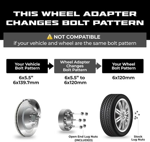 EZAccessory 4 Wheel Adapters 6x5.5 to 6x120 | 1.25" Thick Fits Toyota 6 Lug Nissan Frontier Up to 2004 & Mount Wheels from Canyon 15-22 in Saudi Arabia