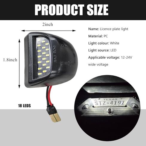 قطعتان من مجموعة مصابيح لوحة الترخيص LED الكاملة، استبدال مجموعة مصابيح اللوحة الخلفية للسيارة 6500K، ضوء علامة السيارة متوافق مع F150 F250 F350 Bronco Excursion in Kuwait