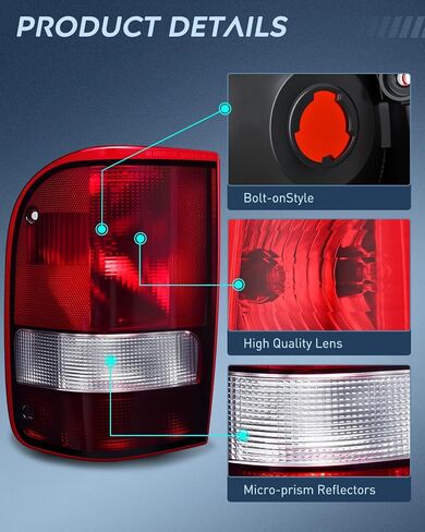 مجموعة الضوء الخلفي Nilight متوافقة مع 1993 1994 1995 1996 1997 Ford Ranger ضوء خلفي أحمر داكن طراز OE استبدال المصباح الخلفي للسائق وجانب الركاب in Saudi Arabia