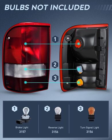 مجموعة الضوء الخلفي Nilight متوافقة مع 1993 1994 1995 1996 1997 Ford Ranger ضوء خلفي أحمر داكن طراز OE استبدال المصباح الخلفي للسائق وجانب الركاب in Saudi Arabia