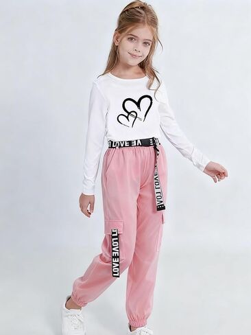 Zupora Girls 2 Piece Outfits Kids Clothes Ruched Top Long Sleeve T Shirt Camo Pants Set Girls' Clothing Sets 6-14 in Saudi Arabia