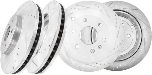 PM Auto Set of 4 Front 324.8 mm-Rear 331 mm Drilled Slotted Disc Brake Rotors For 2007-2016 GMC Acadia in Saudi Arabia