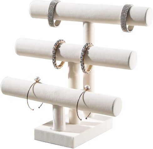 3 Tier Bracelet Holder,Bracelet Display Stand,Black Velvet Jewelry Organizer Displays for Necklace Scrunchies Watches Hair Ties. in Saudi Arabia