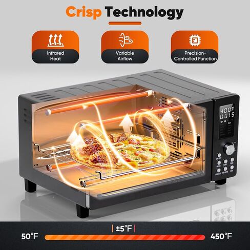 Nuwave Bravo Pro Convection Air Fryer Toaster Oven Combo, 2025 New and Improved, 10-in-1, 50°-450°F Temp Controls, Quick & Even Crisp Technology, 21Qt Capacity, Stainless Steel, PFAS Free in Saudi Arabia