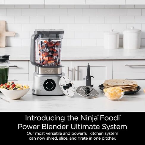 Ninja Blender, Compact Kitchen System, 1200W, 3 Functions for Smoothies, Dough & Frozen Drinks with Auto-IQ, 72-oz.* Blender Pitcher, 40-oz. Processor Bowl & 18-oz. Single-Serve Cup, Grey, AMZ493BRN in Saudi Arabia
