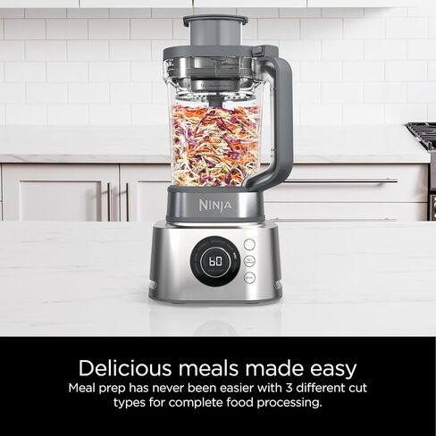 Ninja Blender, Compact Kitchen System, 1200W, 3 Functions for Smoothies, Dough & Frozen Drinks with Auto-IQ, 72-oz.* Blender Pitcher, 40-oz. Processor Bowl & 18-oz. Single-Serve Cup, Grey, AMZ493BRN in Saudi Arabia