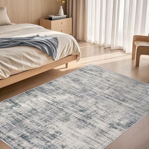Area Rug for Living Room: 5x7 Washable Neutral Abstract Modern Soft Rugs Non Slip Indoor Floor Stain Resistant Carpet for Bedroom Dining Room Office Nursery - Blue Brown in Saudi Arabia