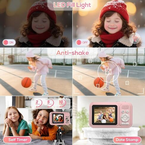 Digital Camera for Kids, WITYEAH 48MP FHD 1080P Point and Shoot Digital Cameras with 16X Zoom Anti-Shake, Compact Portable Cameras for Photography, for Boys Girls Teens Beginners,Khaki in Saudi Arabia