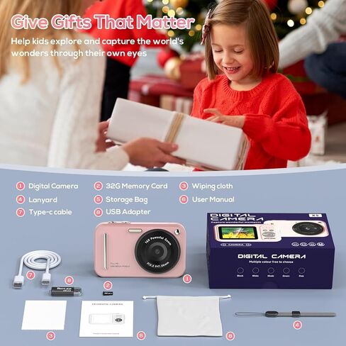 Digital Camera for Kids, WITYEAH 48MP FHD 1080P Point and Shoot Digital Cameras with 16X Zoom Anti-Shake, Compact Portable Cameras for Photography, for Boys Girls Teens Beginners,Khaki in Saudi Arabia