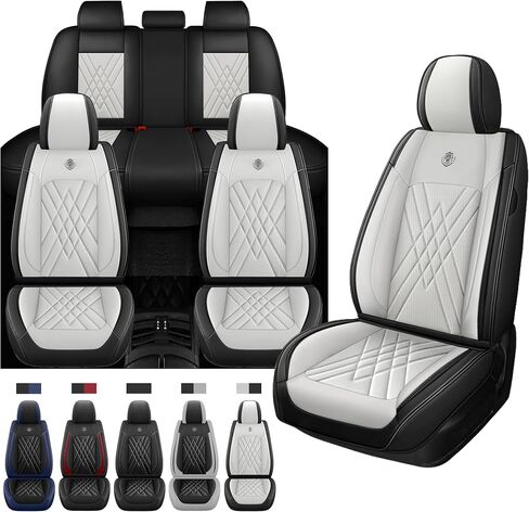 Seat Covers for Kia Sorento 2003-2025, Premium Leather Car Seat Protector, Waterproof, Airbag-Compatible & Durable Auto Interior Protection(5 Seats, Black&White, Standard) in Saudi Arabia