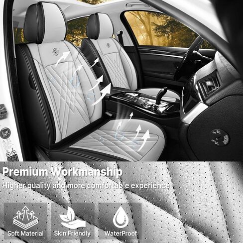 Seat Covers for Kia Sorento 2003-2025, Premium Leather Car Seat Protector, Waterproof, Airbag-Compatible & Durable Auto Interior Protection(5 Seats, Black&White, Standard) in Saudi Arabia
