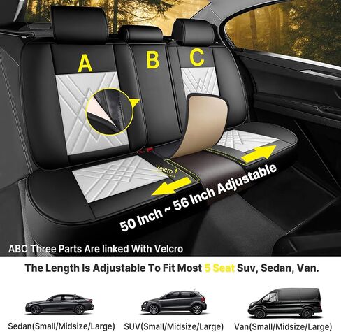 Seat Covers for Kia Sorento 2003-2025, Premium Leather Car Seat Protector, Waterproof, Airbag-Compatible & Durable Auto Interior Protection(5 Seats, Black&White, Standard) in Saudi Arabia