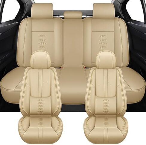 أغطية مقاعد السيارة مناسبة لسيارة Lexus is 250C 2010-2015، غطاء مقعد جلدي أمامي، وسائد مقعد سيارة متوافقة مع الوسادة الهوائية، أغطية مقاعد مقاومة للماء للسيارات (بيج) in Kuwait