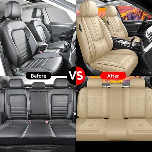 أغطية مقاعد السيارة مناسبة لسيارة Lexus is 250C 2010-2015، غطاء مقعد جلدي أمامي، وسائد مقعد سيارة متوافقة مع الوسادة الهوائية، أغطية مقاعد مقاومة للماء للسيارات (بيج) in Kuwait