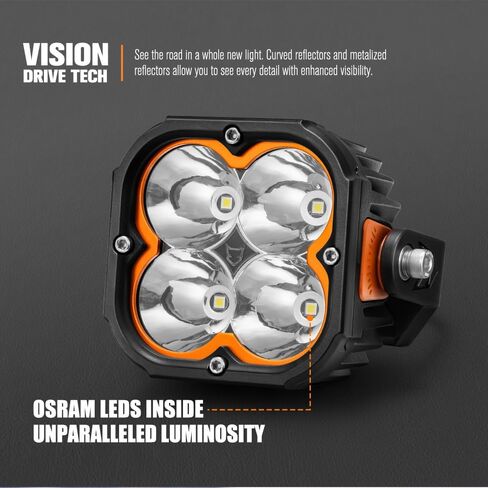 LIGHTFOX LED القرون الخفيفة المستديرة، 7053LM 5 بوصة LED القرون الطرق الوعرة ضوء القيادة مع العنبر DRL لتبديل بقعة شعاع التحرير والسرد شعاع، IP68 أضواء القيادة على الطرق الوعرة مطلق النار للشاحنات جيب ATV UTV بيك اب in Saudi Arabia